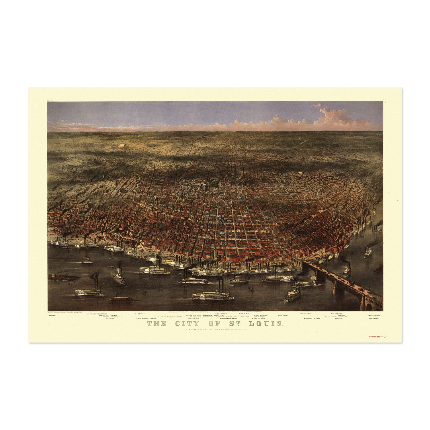 St. Louis 1874 Panoramic Map poster print